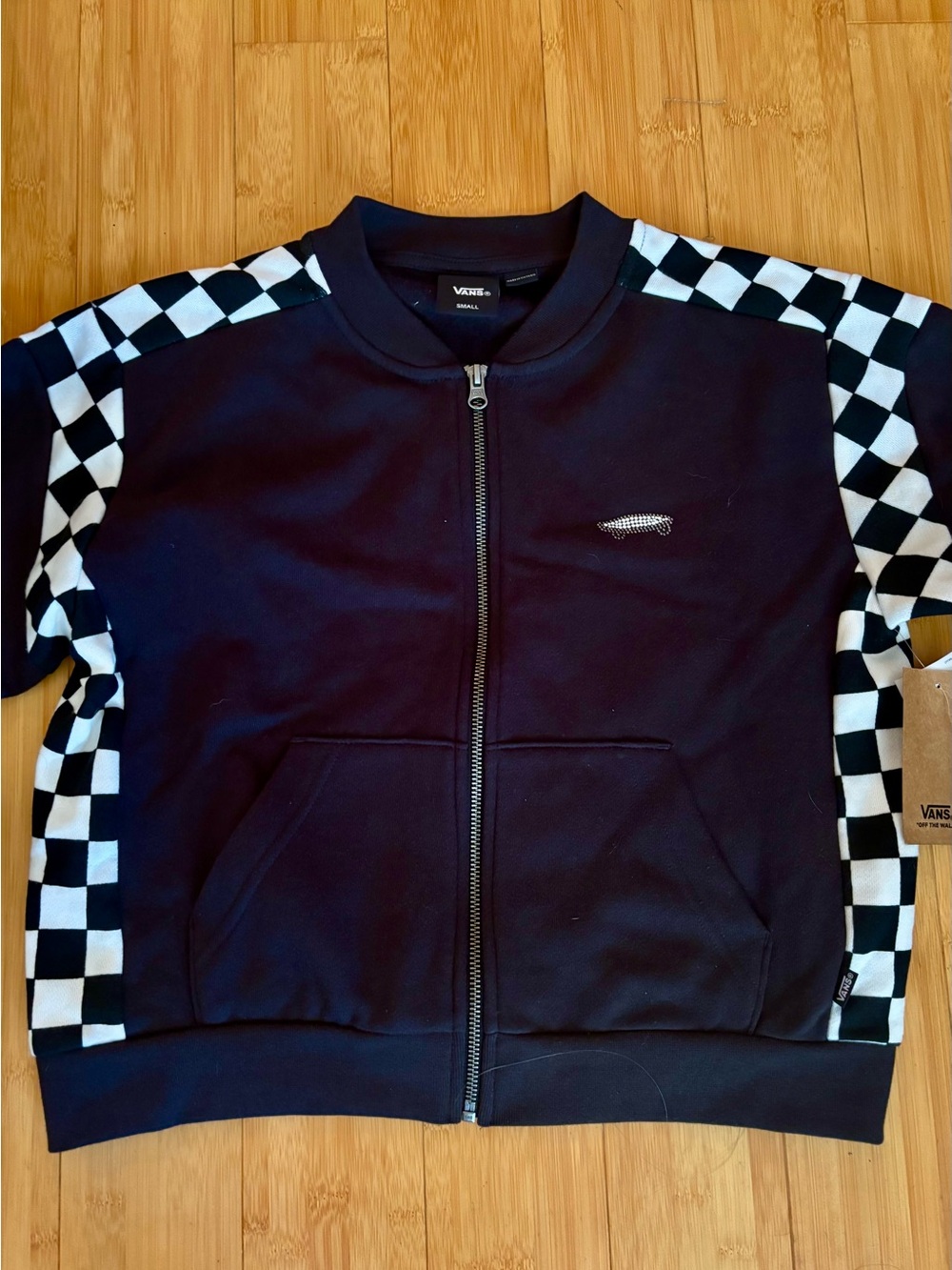 Vans Black Jacket with White Checkerboard Sleeves